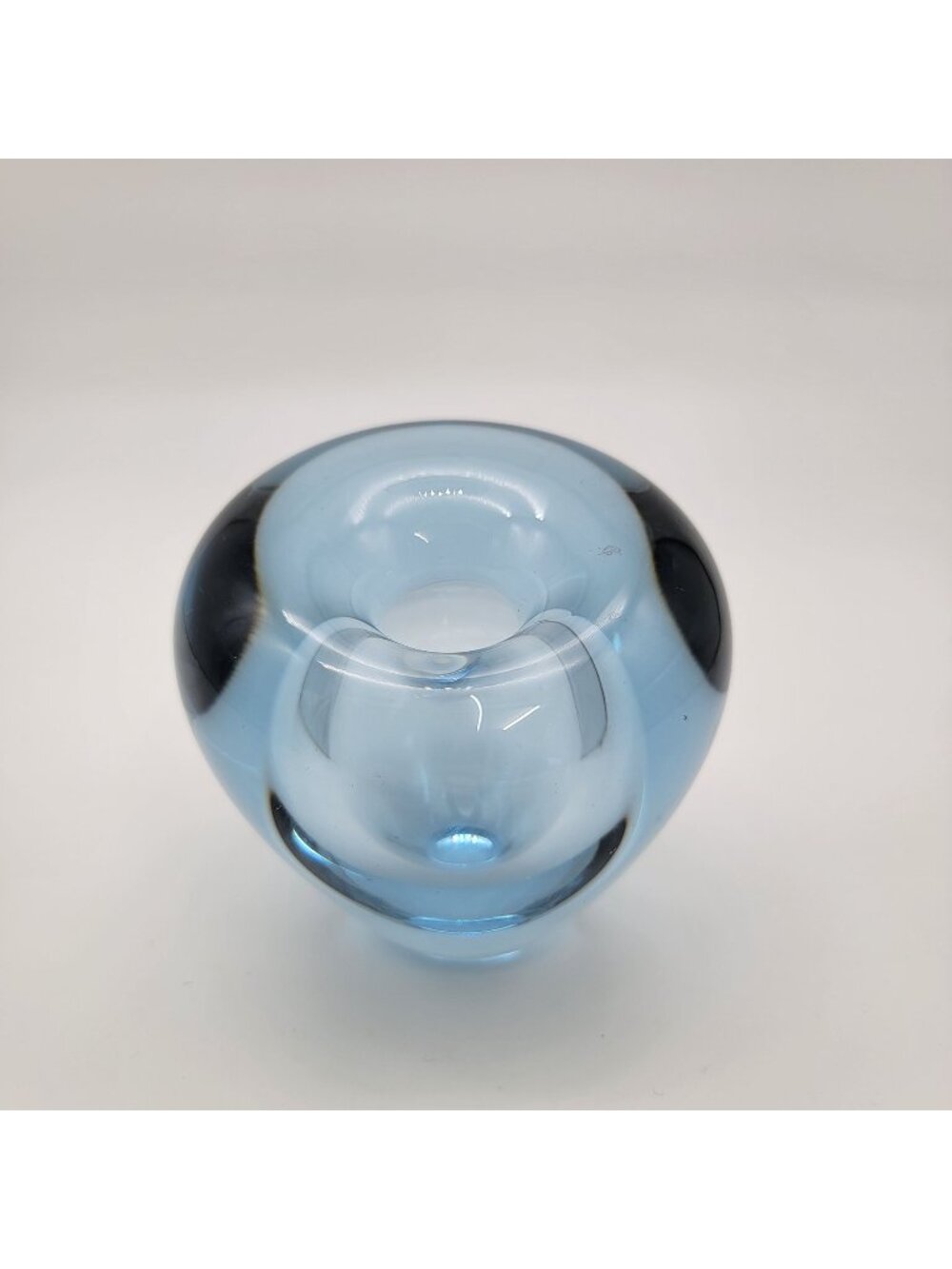 1958 Per Lutken For Holmegaard Blue Minuet Heart Art Glass Vase Paperweight